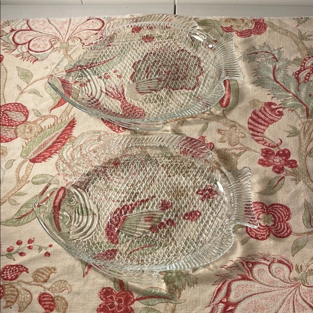 Glass Fish Decorative Serving Dishes Pair